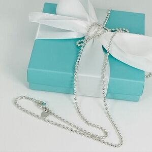 34" Tiffany & Co. Sterling Silver Beaded Chain Neckalce